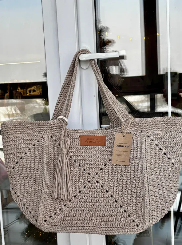 Patron de sac cabas en carrés Granny au crochet, idéal pour débutants (PDF)